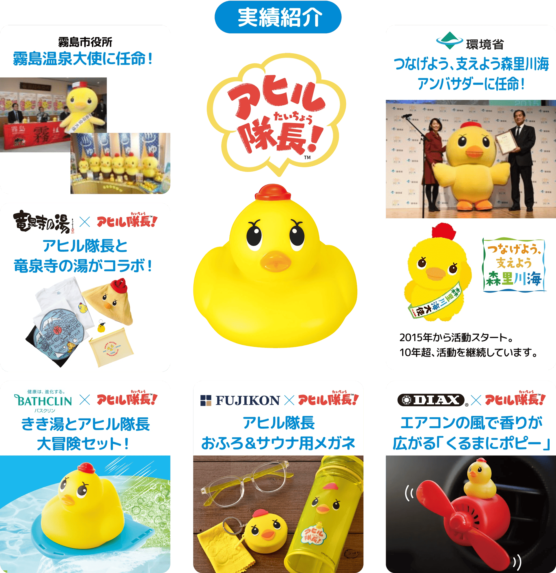 実績紹介（霧島温泉大使、龍泉寺の湯とコラボ、森里川海アンバサダー など）